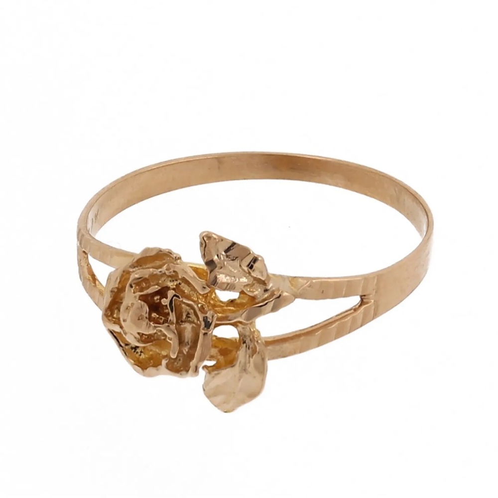 Vintage Rose Floral Ring 14K Size 7.5
